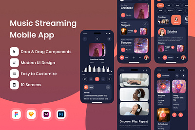 EarGazing - Music Streaming Mobile App appdesign design layout listening media menu mobile music musicapp player song sound streaming ui ux