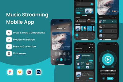 TempoTopia - Music Streaming Mobile App appdesign design layout listening media menu mobile music musicapp player song sound streaming ui ux