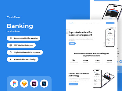 CashFlow - Banking Landing Page V1 apps banking financial interface investment landing layout management money page pay payment site transfer website