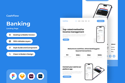 CashFlow - Banking Landing Page V1 apps banking financial interface investment landing layout management money page pay payment site transfer website