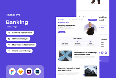 Finance Pro - Banking Landing Page V1 apps banking financial interface investment landing layout management money page pay payment site transfer website