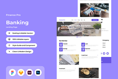 Finance Pro - Banking Landing Page V2 apps banking financial interface investment landing layout management money page pay payment site transfer website