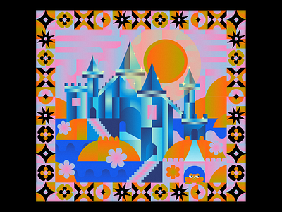 Glass Castle castle crystal frog fun illustration pattern pink