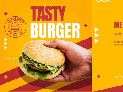 GYF Tasty Burger advertising branding burger cafe food get your food graphic design logo design restaurant santalum designs social media post ux