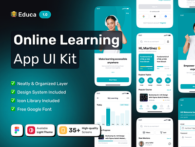 Educa - Online Learning Mobile App UI Kit activity course edtech education education startup ios learning lesson management mobile mobile app online course planning progress schedule setudent study time table todo udemy