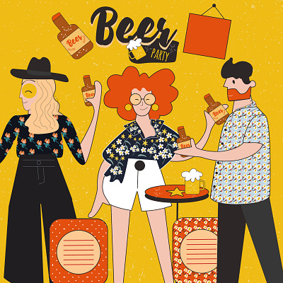 Beer Party art beer design flat graphic design illustration ui urban vector