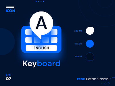 Keyboard 3d animation black blue branding design english graphic design icon ketan vasani key keyboard logo
