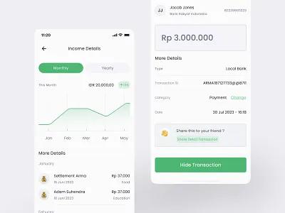 Income Details Chart UI UX app bank chart clean dashboard details digital digital bank finance flow graph income light mobile money spending transaction ui ux website