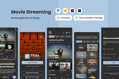 Flickz - Movie Streaming Mobile App application apps design layout platform ui ux