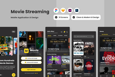 Movio - Movie Streaming Mobile App application apps design layout platform ui ux