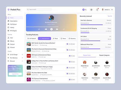 Podcast Web App audio web app dashboard design listing app music app podcast app podcast web app podcast website product design ui ux user experience user interface design ux design web app web design website design