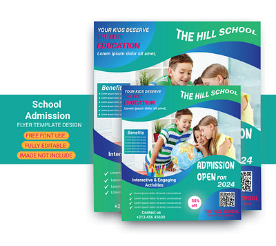 Admission flyer template banner book branding children education flyer graphic design preschool school school admission template