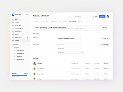Refer a friend — Untitled UI affiliates navigations preferences product design refer a friend referral saas form settings side nav sidenav tabs ui ui design user interface user interface design