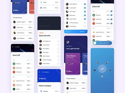 Splitwise meets Venmo in this mobile app UI design for a payment adobe xd app branding cards component design figma freebie graphic design illustration logo mobile app payment split bill typography ui user friendly user listing ux website