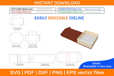 Rigid Box Dieline Template box box die cut design dieline illustration packaging packaging design rigid ui vector