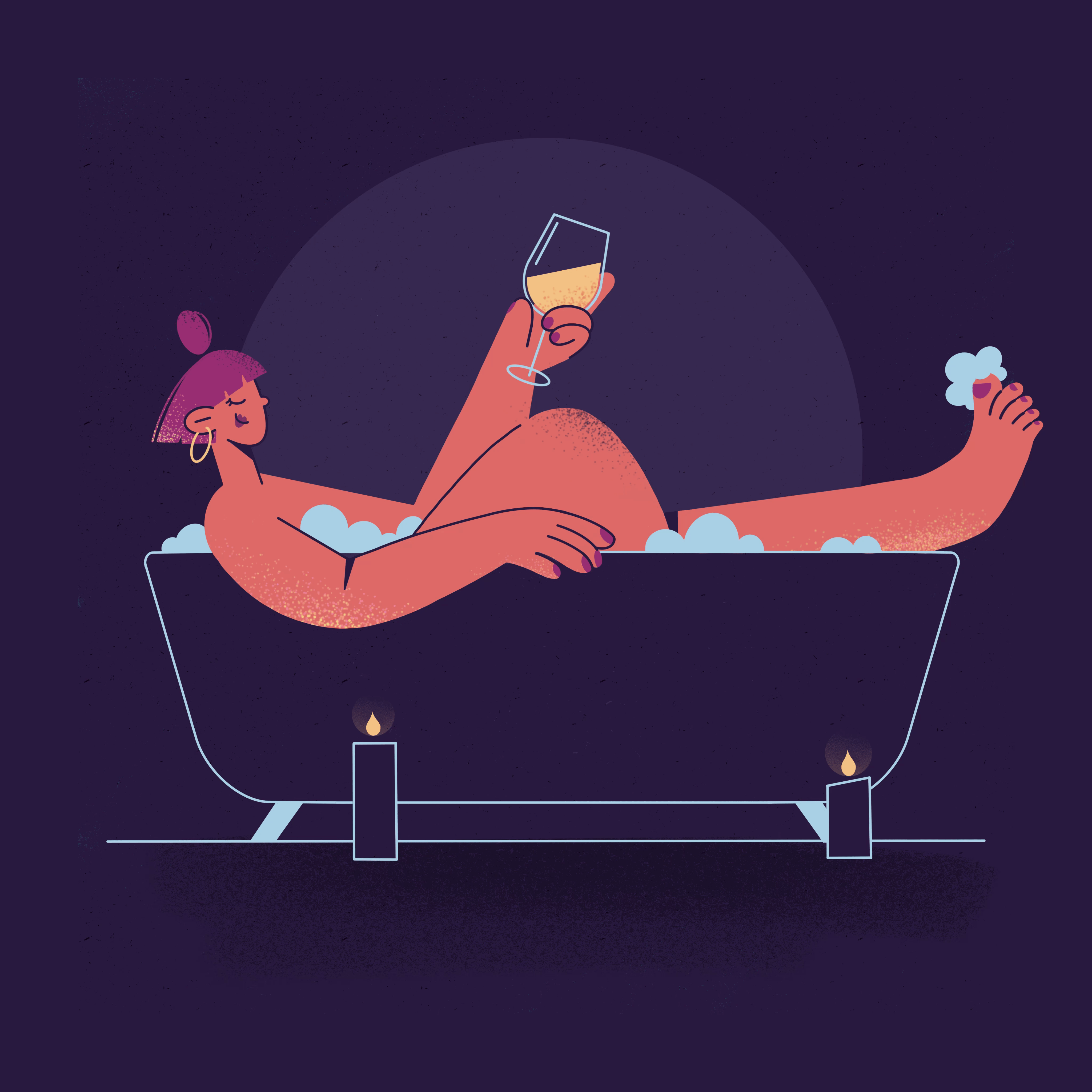 Relax Time 2d illustration 2danimation animation art artdrawing bath bathroom character characterart drawing illustration procreate relax relaxtime rest resting takeabath vector illustration weekend