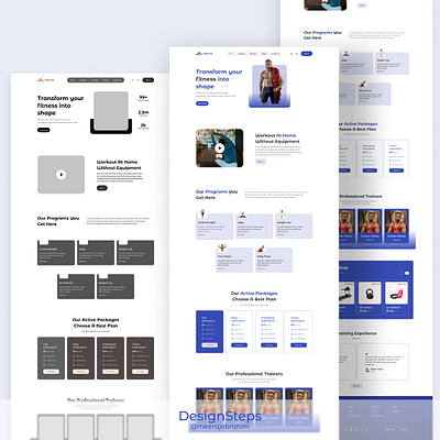 Landing Page Design for Gymnasium clean landing page figma landing fitness fitness center fitness training fitness ui gym gym center gym website gymnasium landing landing page design light website online fitness train online gym ui ux landing web ui ux website website landing wireframe