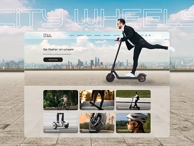 Online Store "City Wheels" accessories animation bicycles city design design system desktop figma gyroboards mobile monowheels online shop online store scooters skateboards team project ui ui kit ux wheels