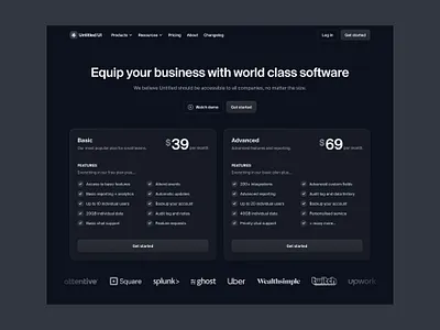 Pricing — Untitled UI dark mode dark ui darkmode minimal minimalism pricing pricing cards pricing page saas ui design web design website design