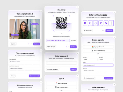 Onboarding modals — Untitled UI 2fa create account form minimal modal modals onboarding product design sign up signup ui ui design user interface verification code