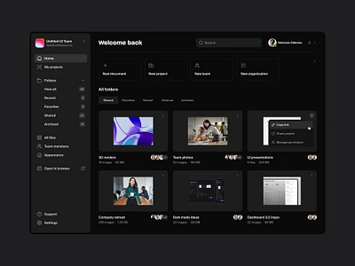 File management — Untitled UI cloud management cloud storage dark mode dark ui darkmode dashboard dropbox figma file management navigation product design saas sidebar navigation sidenav tabs ui design user interface