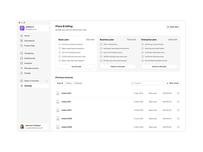 Plans & billing — Untitled UI billing billing settings minimal minimalism nav nav menu plans preferences pricing cars pricing page pricing settings product design settings side nav sidebar nav sidenav table ui design user interface