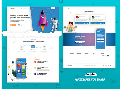 Booster: A Fun and Engaging App for Kids to Learn 3d adobe xd animation branding child design figma graphic design illustration landing page learning logo mochup typography ui ux vector