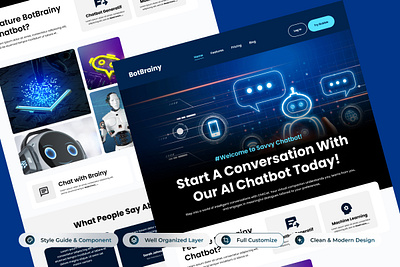 BotBrainy - AI Chatbot Landing Page V2 application apps branding chatbot dashboard design graphic design interface landing layout page screen ui user ux website