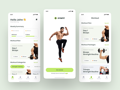GymFit Fitness App UI Design branding graphic design ui