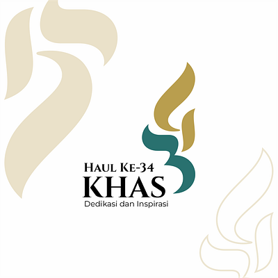 KHAS 34 th arabic branding fire gold graphic design green logo torch