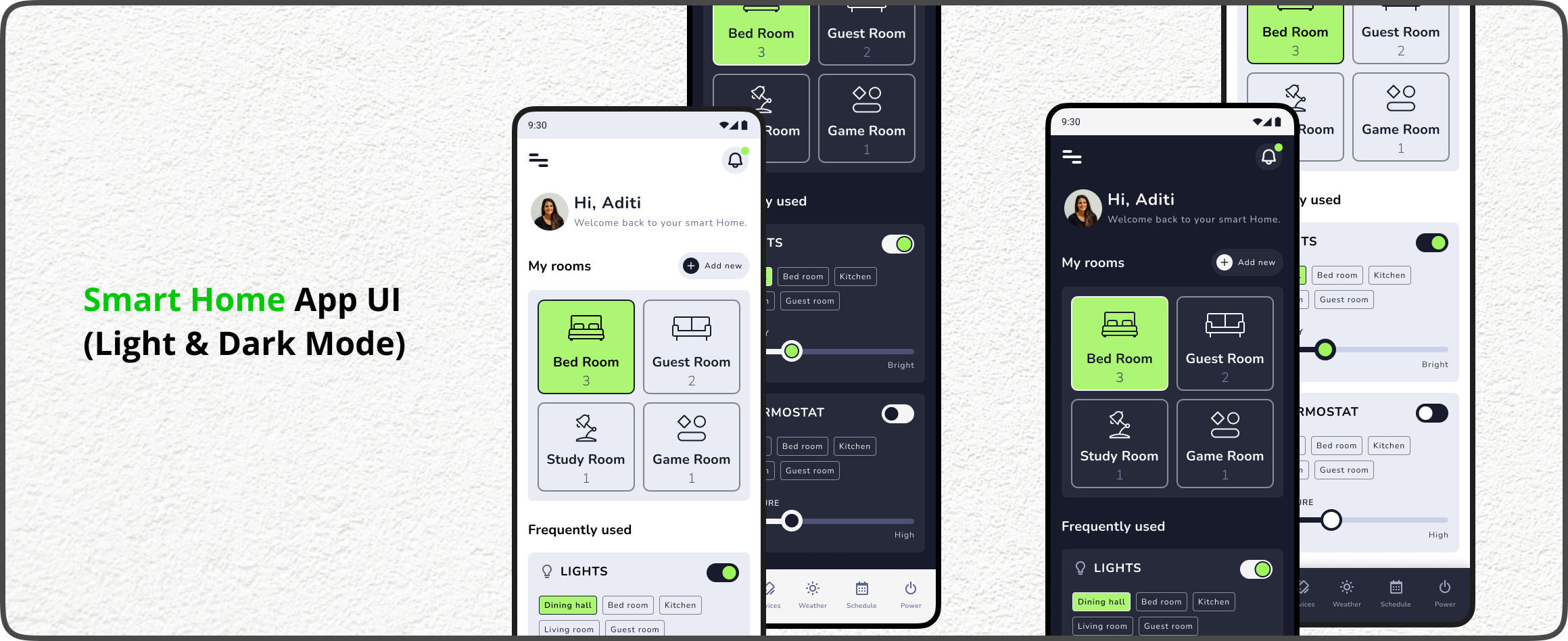 UI Challenge - Day 12 (Smart Home App UI) accessibility aditisharma customization dailyui darkmode homeautomation lightmode minimalist mobileapp mobileui smarthome ui design uiux design user experience user friendly visualhierarchy