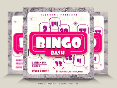 Bingo Game Party Flyer Template - PSD advertisement bingo flyer casino club flyer download psd facebook post flyer template game night graphic design instagram post layout nightclub flyer photoshop poster social media post sports flyer template psd
