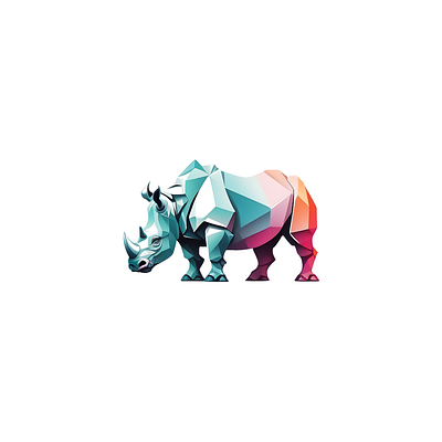 Geometric Sleeping Rhino Logo 3d branding graphic design illustration logo vector
