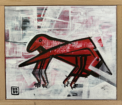 Fejsbukotaurus Rex .., akryl na plátně, 30 x 25 cm, Zdeněk Duroň