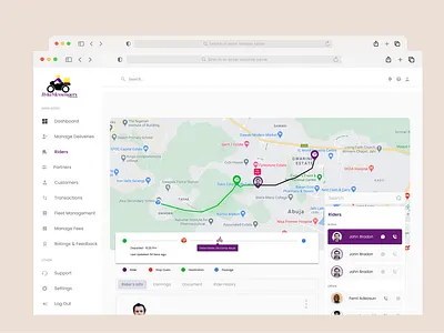BykeMessengers Dashboard bike dashboard delivery design hauling logistic ride ui ux