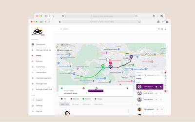 BykeMessengers Dashboard bike dashboard delivery design hauling logistic ride ui ux