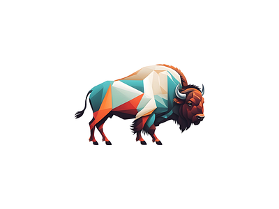 Geometric Bison Bison Logo 3d branding graphic design iluustration logo vetcor