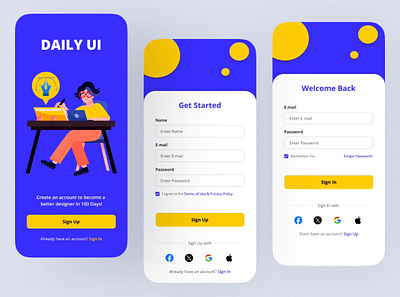 Sign Up Screen #DailyUI 001/100 branding dailyui design design challenge figma ui uimockups uiux user experience design userinterfacedesign ux