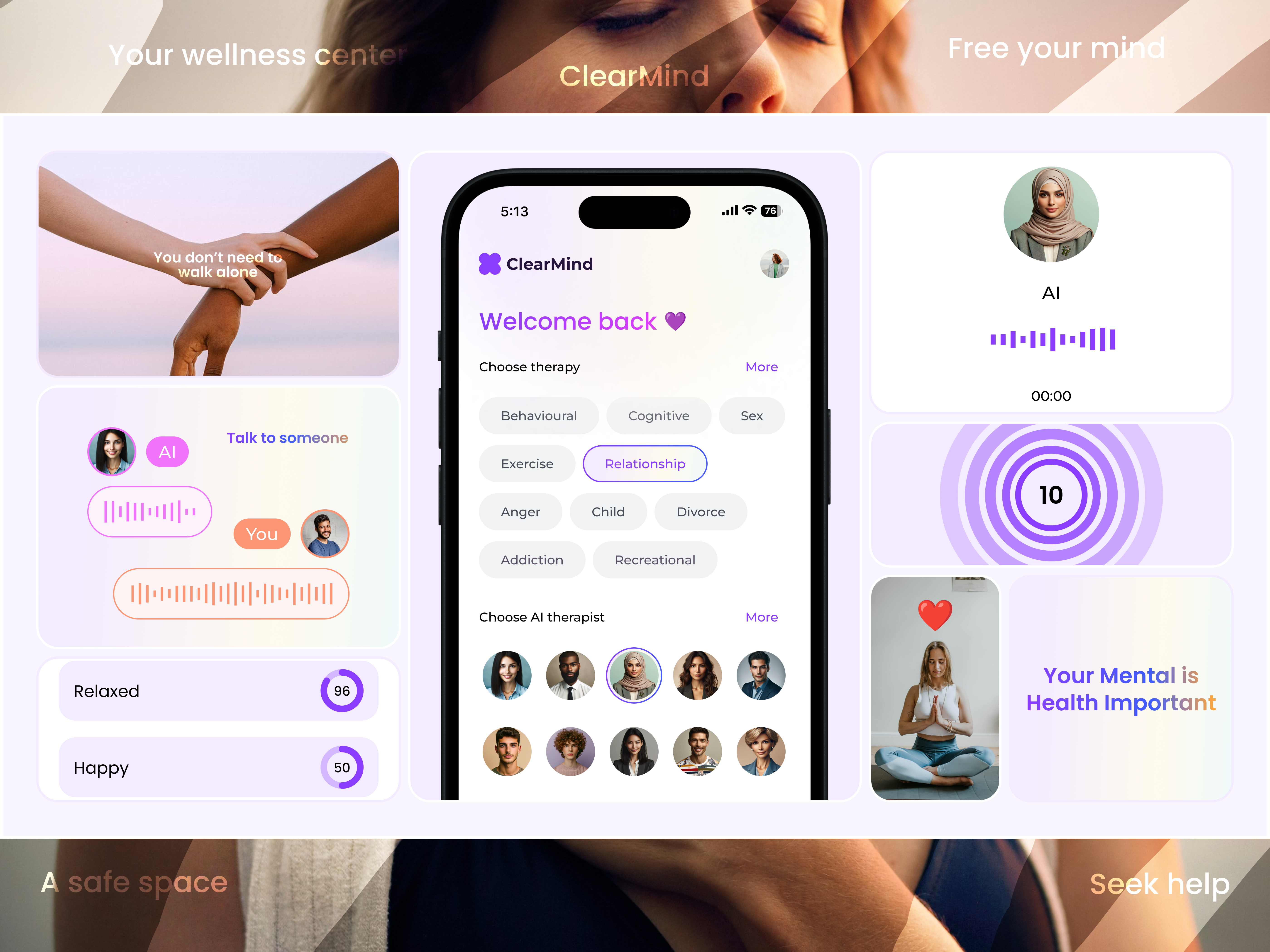 AI Therapy App(design) ai app appdesign design figma therapy ui uidesign ux uxdesign