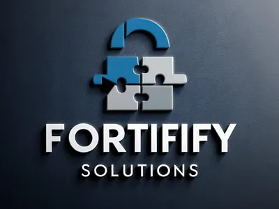 Fortify Solutions abstract app branding collaboration cybersecurity data protection design graphic design illustration lock logo modern pieces puzzle security solutions typography ui ux vector