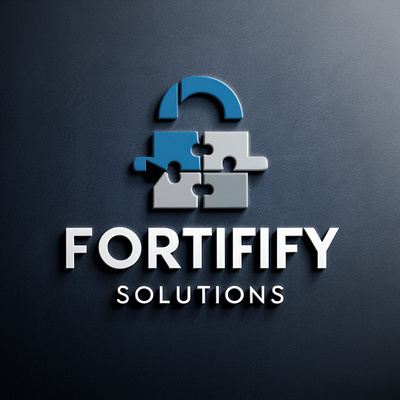 Fortify Solutions abstract app branding collaboration cybersecurity data protection design graphic design illustration lock logo modern pieces puzzle security solutions typography ui ux vector