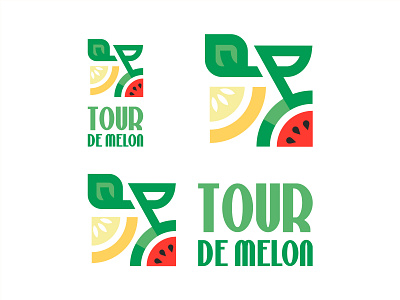 Tour de Melon bicycle design fruit green juice logo melon red tour watermelon