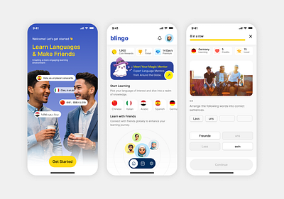 Blingo - Language Learning App appdesign bling busuu chinese creativedesign designinspiration digitallearning doulingo educationalapp english germany interactivedesign language learning app languagediversity languagementorship learning app learningexperience ui uiux visualdesign