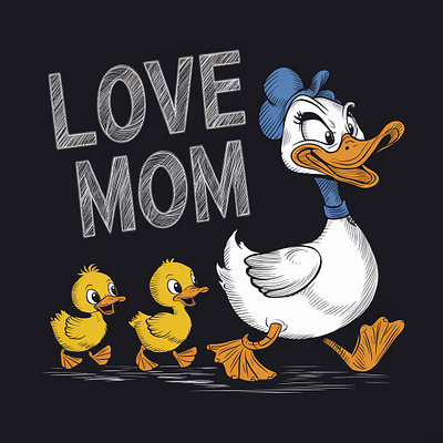 Duck with Duckling 💚💜❤️🩷 animation branding business cloths color design duck duckling graphic design illustration logo love mom new trend typography ui ux vector