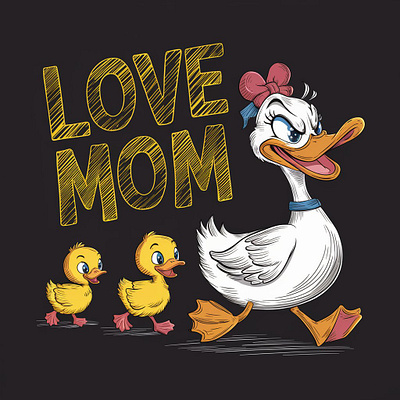 Duck with Duckling 💚💜❤️🩷 3d ai animation branding business cloths color design duck duckling graphic design illustration logo mom motion graphics new typography ui ux vector