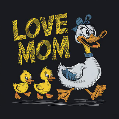 Duck with Duckling 💚💜❤️🩷 3d ai animation branding business cloths color design graphic design illustration logo love mom motion graphics new trend typography ui ux vector