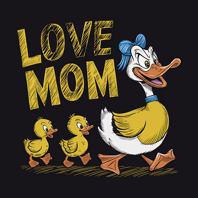 Duck with Duckling 💚💜❤️🩷 3d ai animation branding business cloths color design duck graphic design illustration logo mom motion graphics new trend typography ui ux vector