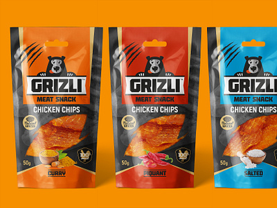 Grizli meat snacks graphic design jerky logo design logotype packaging packaging design snack