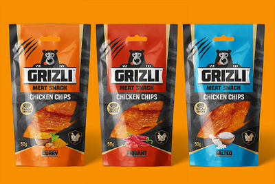 Grizli meat snacks graphic design jerky logo design logotype packaging packaging design snack