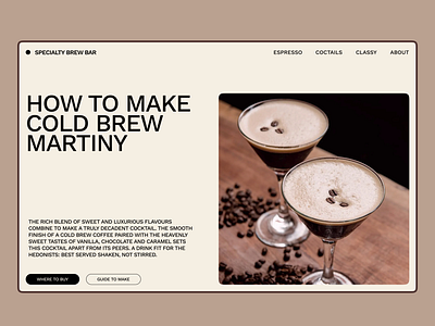 BrewBar Coctail screen design ui ux web design